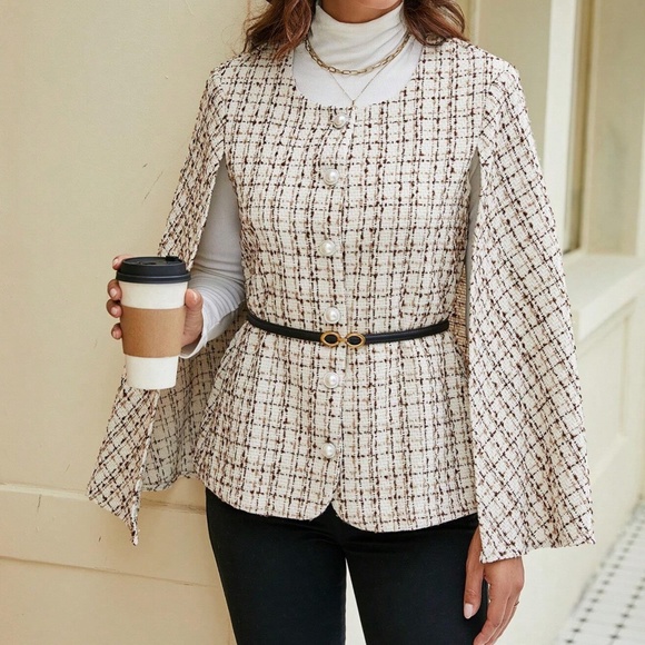 BellanBlue Jackets & Blazers - Classic Plaid Button up Cape Jacket Coat